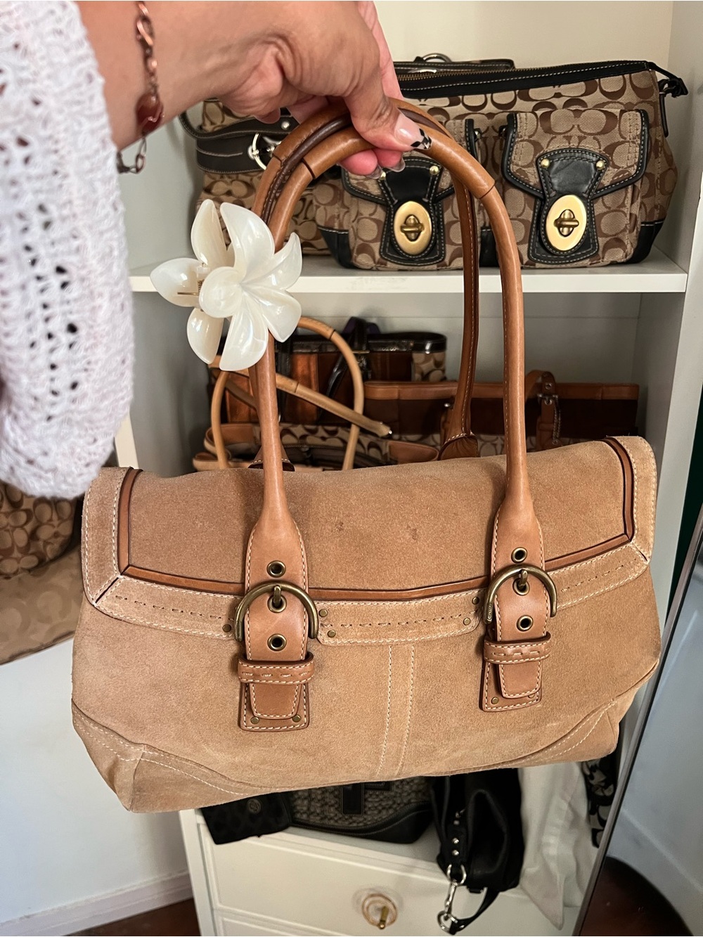Coach SoHo Suede Flap Satchel Hamptons series No. F04S-9674